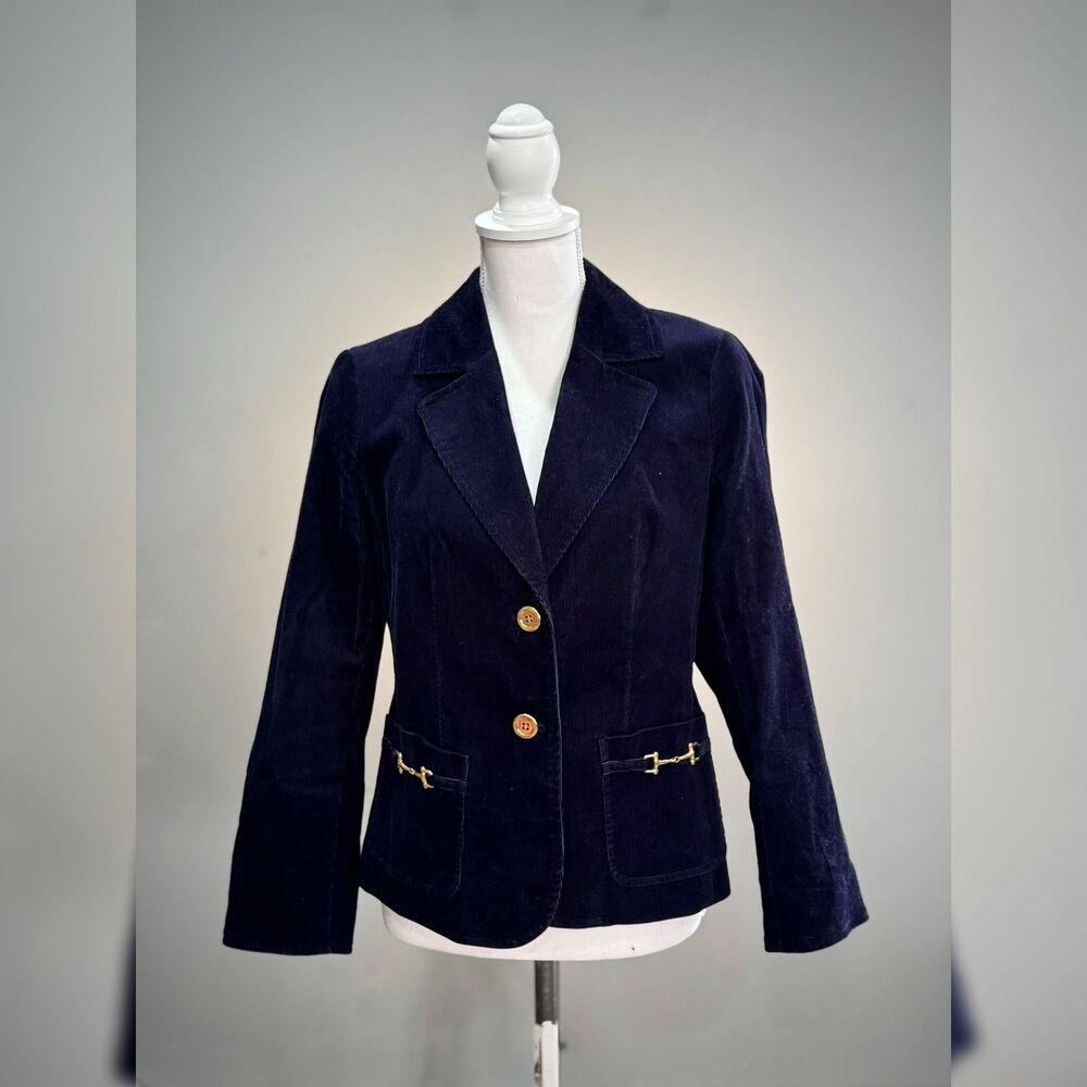 Navy Talbots Corduroy Blazer Size 8P EUC